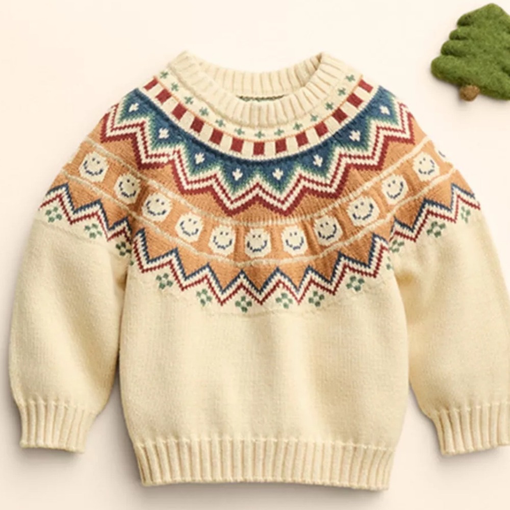 Little Co. Fair Isle Sweater Crewneck Long sleeves Relaxed fit Boy or Girl